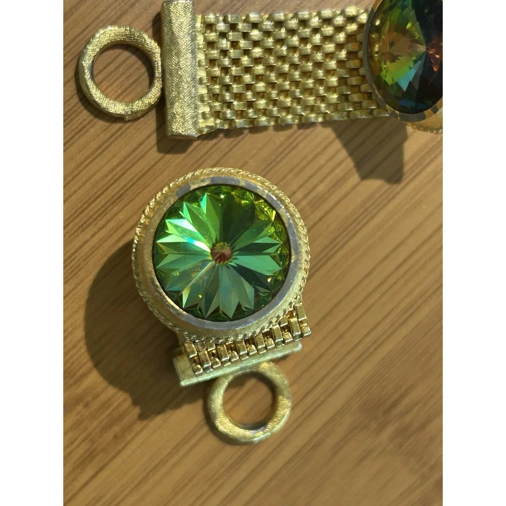 Mesh Wrap Cuff‎ Links DANTE Watermelon Rivoli Glass Men's Jewelry Classy Formal